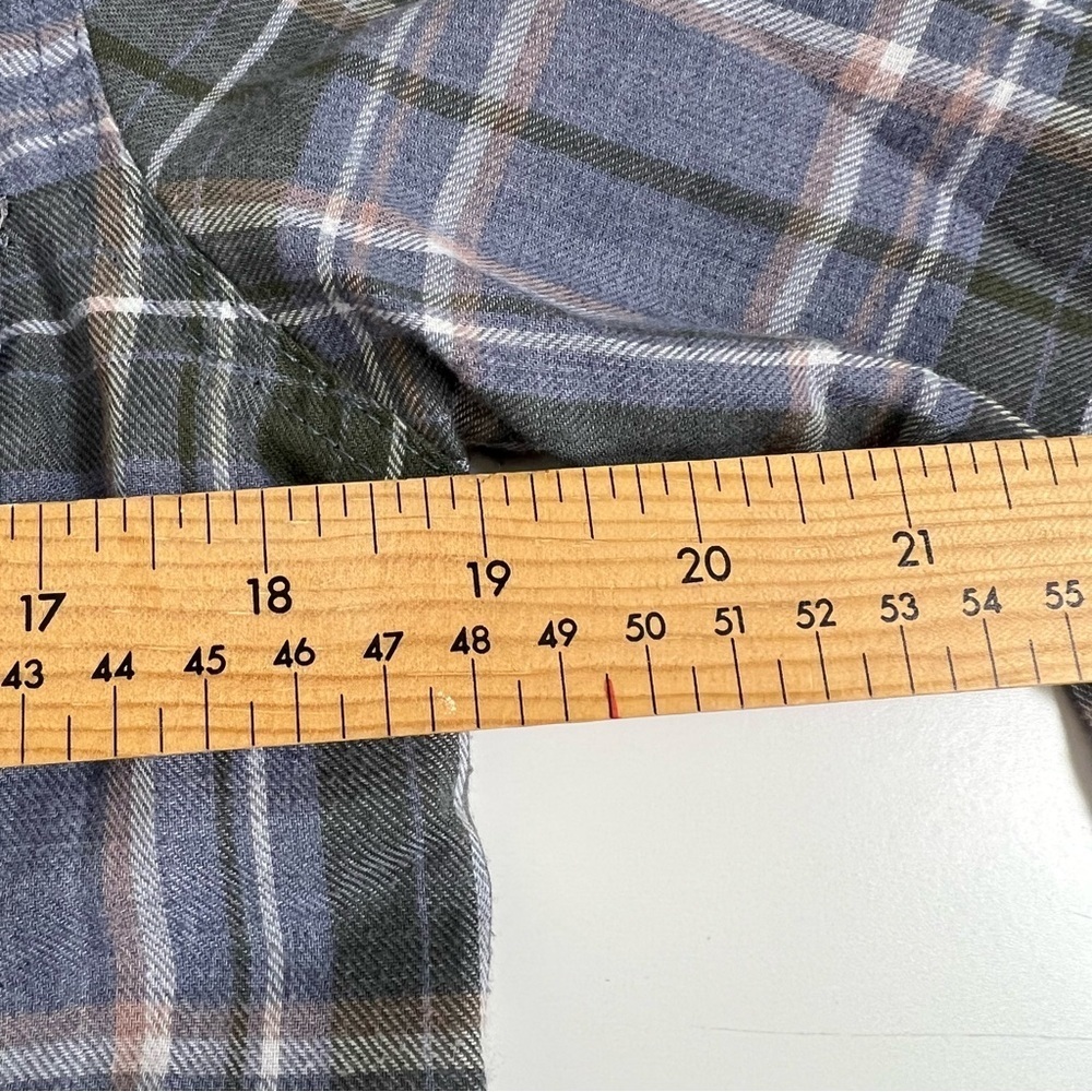Triple Five Soul blue Plaid Flannel Lace-Up Long Sleeve Top Size L - Picture 7 of 8